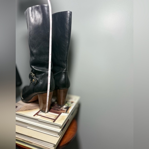 Frye Black Heeled Leather Boots Size 10 Classic Design - Picture 14 of 15